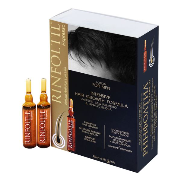 Ринфолтил ампулы для мужчин усиленная формула от выпадения волос с кофеином №10