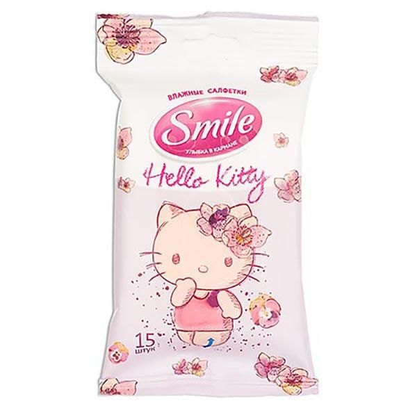 Салфетки Smile (Смайл) Hello Kitty влажные детские 15 шт.