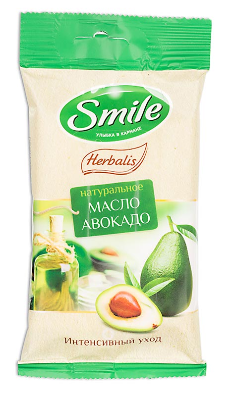 Салфетки влажные смайл масло авокадо n10