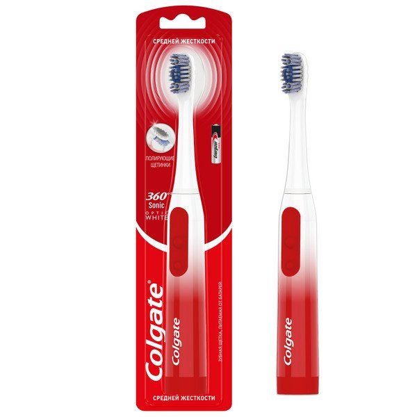 Щетка зубная 360 Sonic питаемые от батарей Optic White Colgate/Колгейт