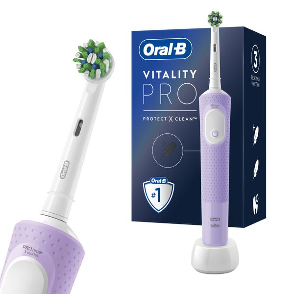 Щетка зубная электрическая 3708 с зарядным устройством 3757 сиреневая Vitality Pro D103.413.3 Oral-B/Орал-би