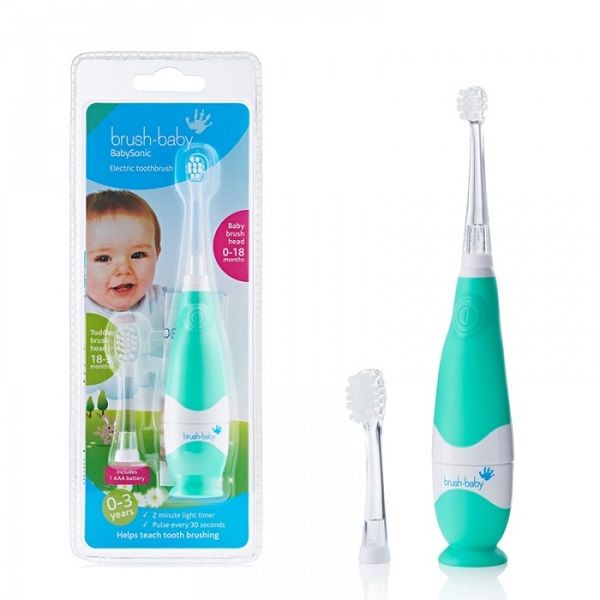 Щетка зубная электрическая звуковая для детей с 0 до 36 мес. цв. бирюзовый BabySonic Brush-Baby