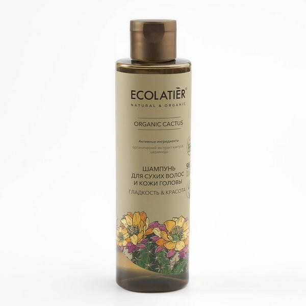 Шампунь для сухих волос и кожи головы Гладкость&Красота Серия Organic Cactus Ecolatier Green 250мл