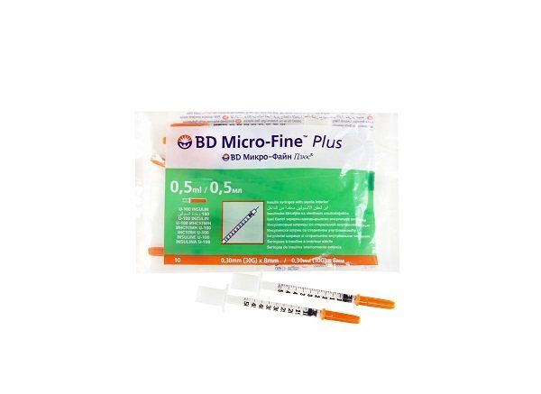 Шприц bd инсулин микро-файн+ 0,5мл n10 (u100 g30 0,3х8)
