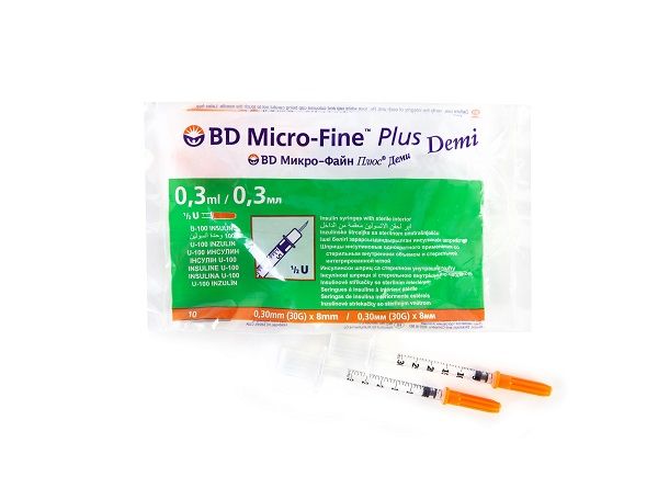 Шприц bd инсулин микро-файн+ demi 0,3мл n10 (u100  g30 0,3х8)