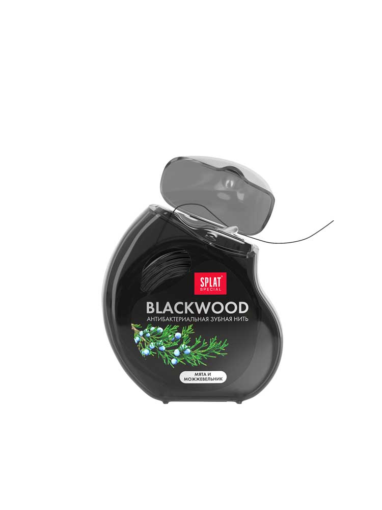 Сплат нить зубная special blackwood антибактериальная черная с ароматом можжевельника и мяты 30 метров