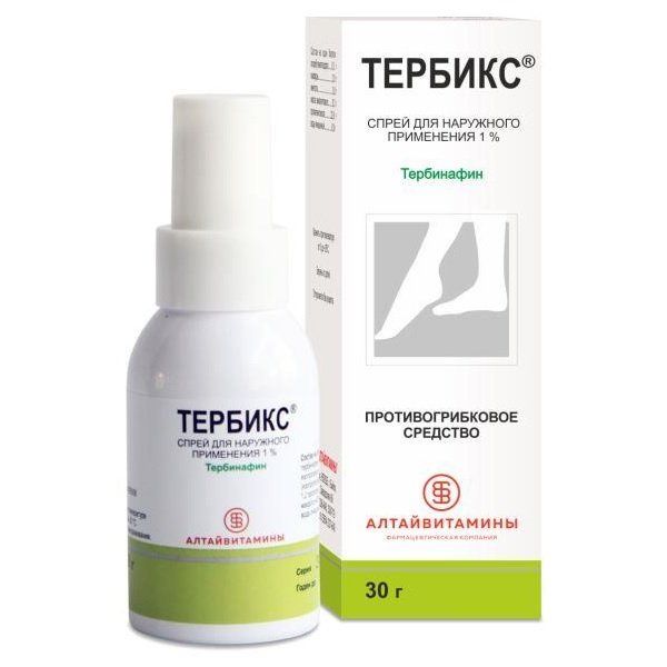 Тербикс (тербинафин) спрей д/нар. прим. 1% фл. 30мл