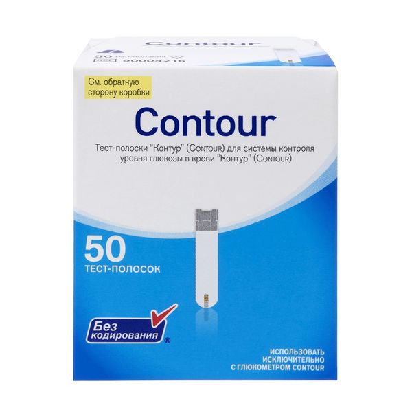 Тест-полоски для системы контроля уровня глюкозы в крови Contour/Контур 50шт