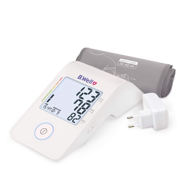 Тонометр (прибор для измерения артериального давления и частоты пульса) b.well med-53 автоматический с адаптером