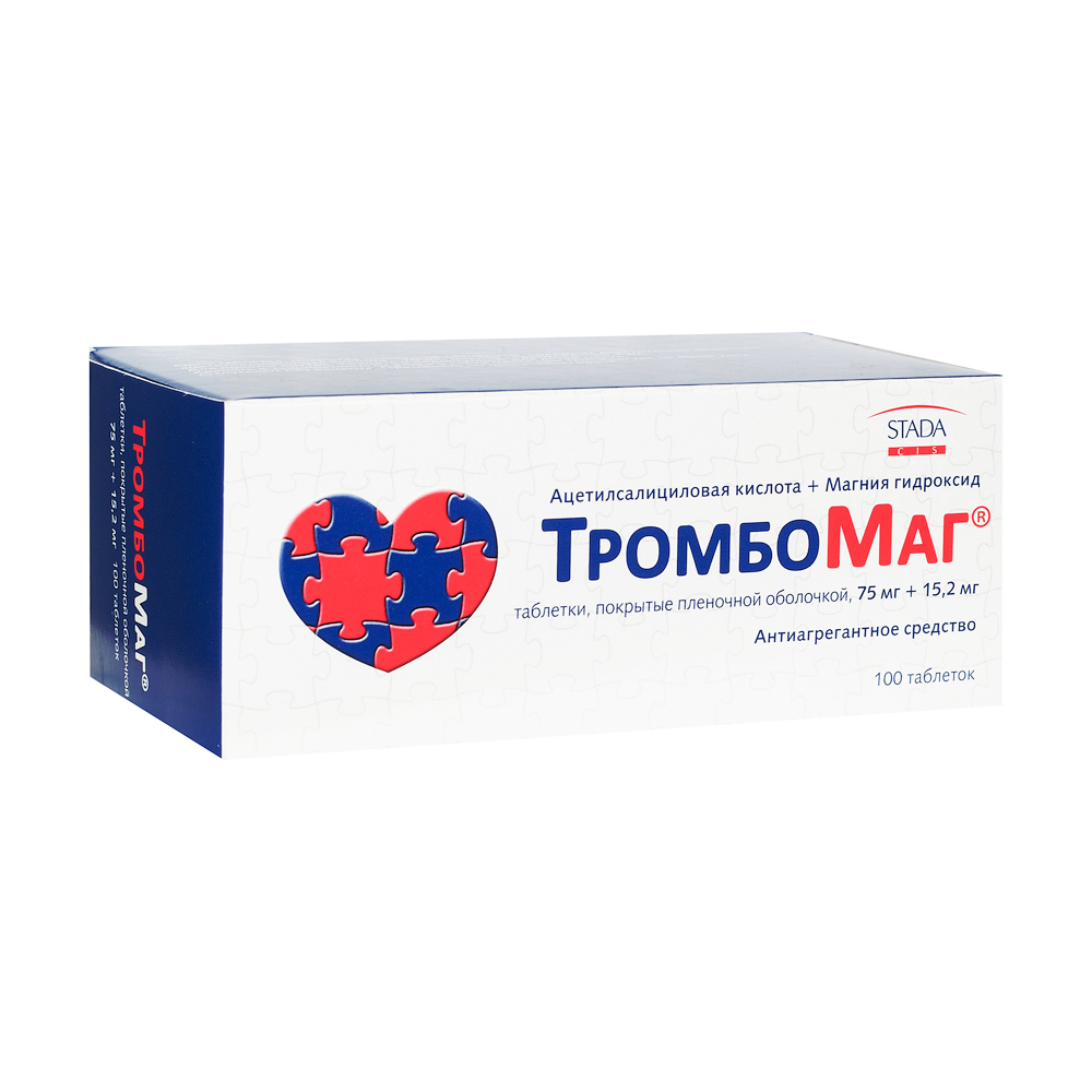 ТромбоМаг табл. п.п.о. 75 мг +15,2 мг №100