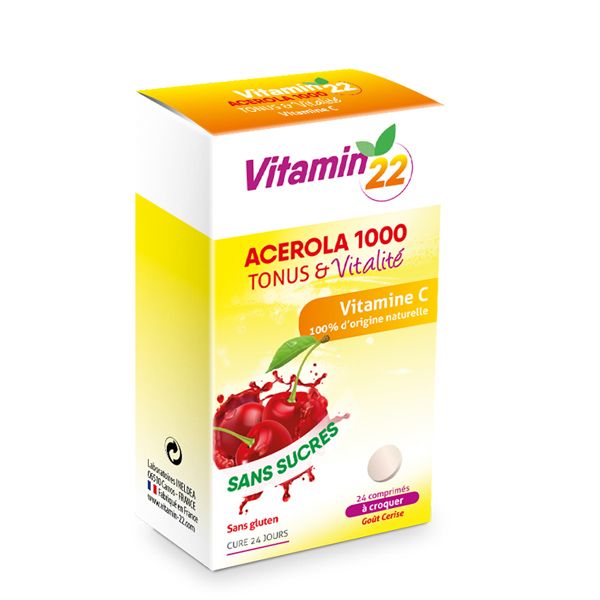Витамин 22 ацерола 1000 таблетки жевательные с вишневым вкусом 2г 24шт (бад)
