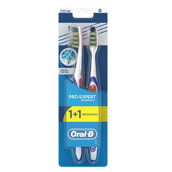 Зубная щетка орал би проэксперт экстра чистка средняя 40 (1+1)